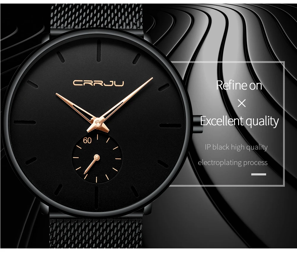 Men Watch CRRJU Watch Women Quartz Dress Watch for Men Dress Watches Fashion Unisex Ultra Thin Wristwatch Relojes Para Hombre