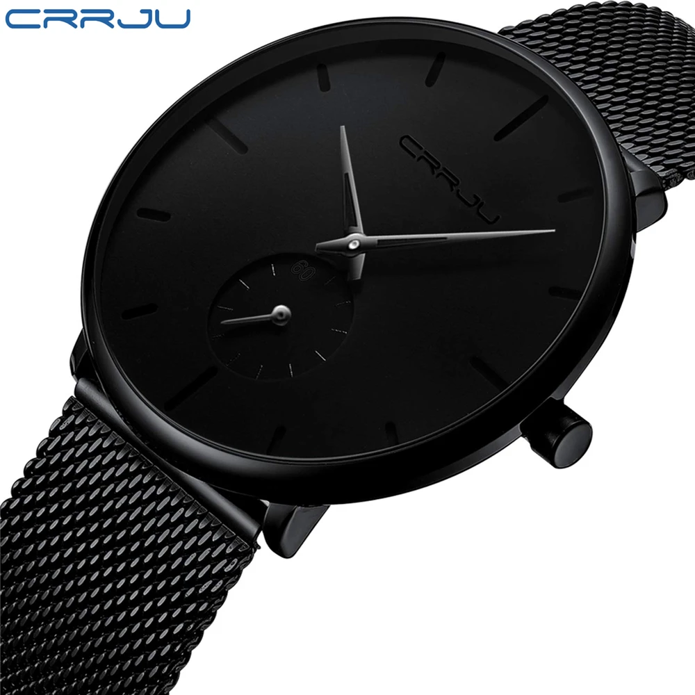 Men Watch CRRJU Watch Women Quartz Dress Watch for Men Dress Watches Fashion Unisex Ultra Thin Wristwatch Relojes Para Hombre