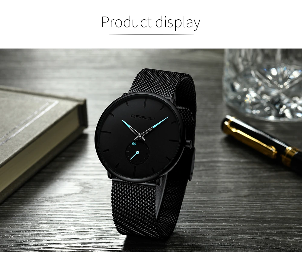 Men Watch CRRJU Watch Women Quartz Dress Watch for Men Dress Watches Fashion Unisex Ultra Thin Wristwatch Relojes Para Hombre