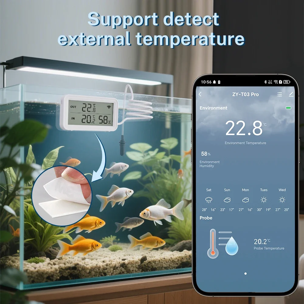Tuya WiFi Temperature Humidity Sensor With External Probe APP Remote Control Thermometer Hygrometer Work With SmartLife Alexa