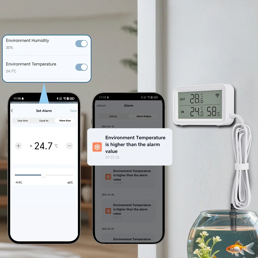 Tuya WiFi Temperature Humidity Sensor With External Probe APP Remote Control Thermometer Hygrometer Work With SmartLife Alexa