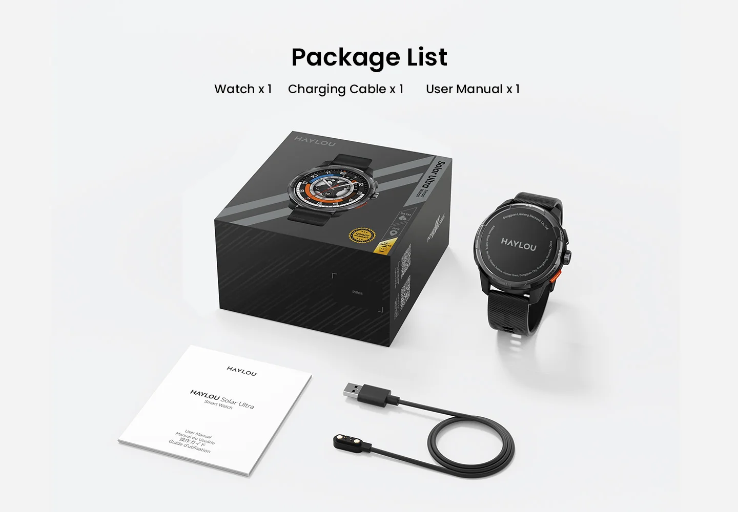 HAYLOU Solar Ultra GPS Smartwatch 1.6” AMOLED Display 5ATM Waterproof Built-in GPS Bluetooth Phone Calls Sports Smart Watch