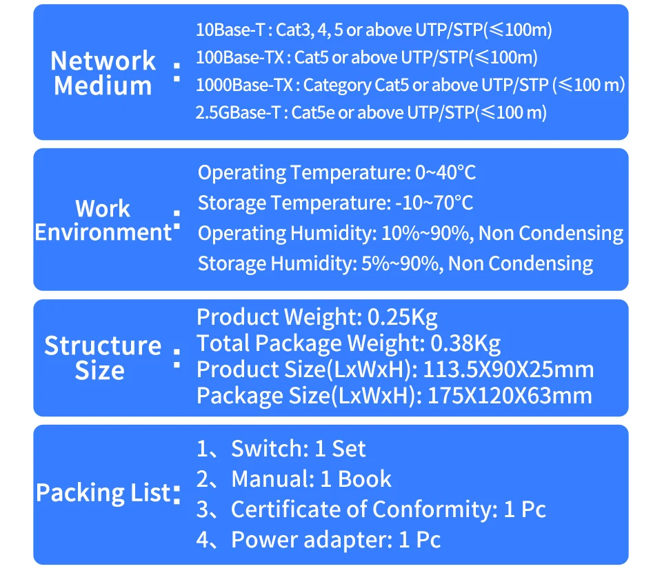 5 Port 2.5GbE Ethernet Switch Unmanaged 2.5Gbps Network Switch 1 Port 10Gb SFP+ Slot Home Lab Setup Switch Plug and Play