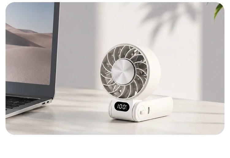 Kinscoter New Cooling Handheld Fan 3600mAh Foldable Portable Fan 100-level Free Control High Speed Mini Personal Fan W/ Lanyard