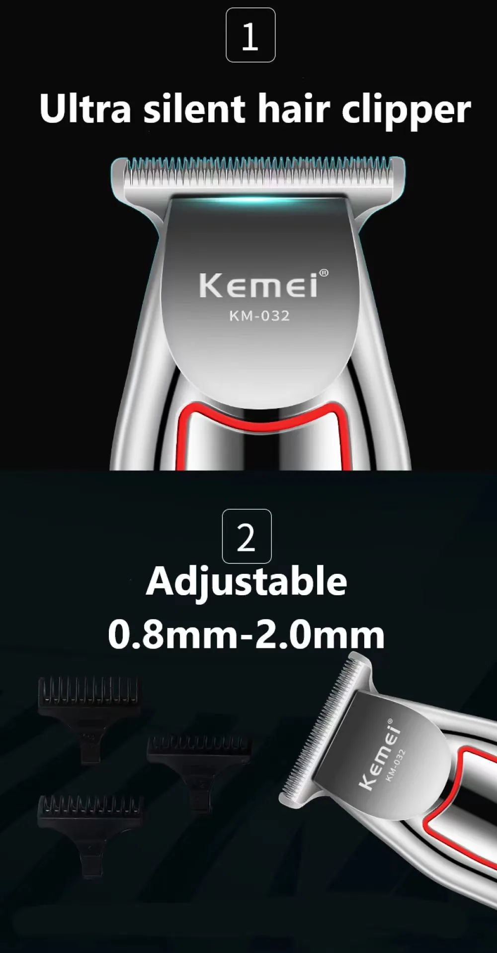 KEMEI Profession Hair Trimmer Electric Beard Trimmer for Men Hair Clipper Hair Cutter Machine Hair Cut Grooming Kit KM-032