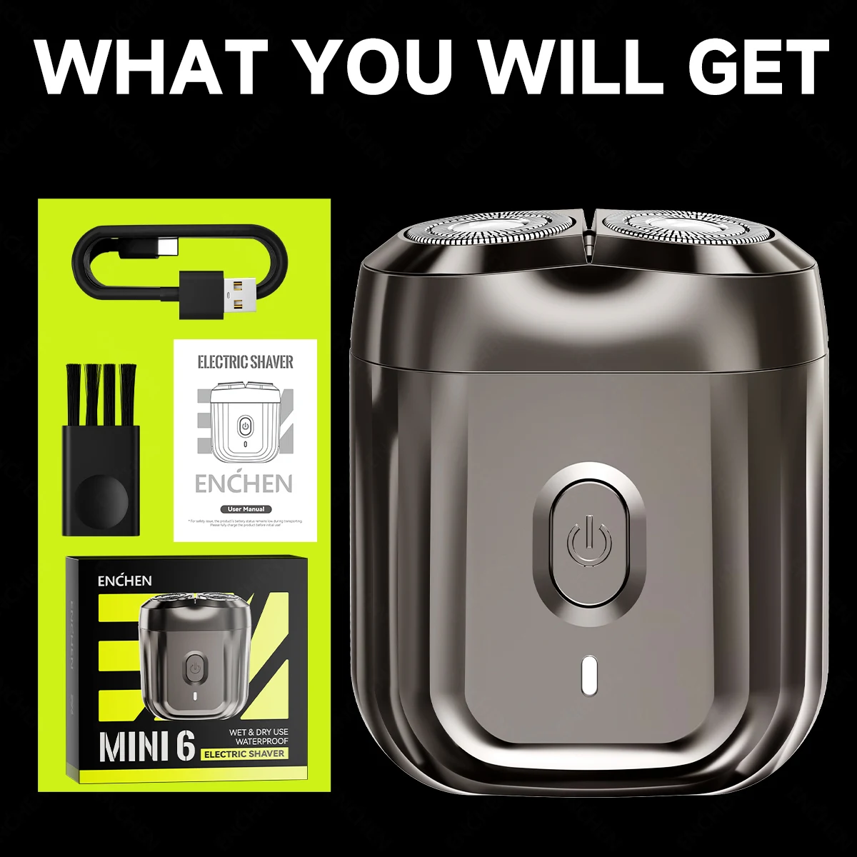 ENCHEN Mini6 2-Direction Flex Heads Electirc Shaver 100% Waterproof Up to 60-Min OF Cordless Shaving With Magnetic Cutter Head