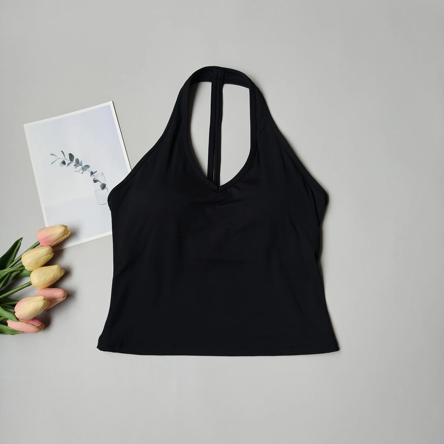 Sports Bra Women's V-neck Halter Neck Beautiful Back Push-up Yoga Vest Gym Top Outer Wear Running Shock-proof Fitness Bra Top