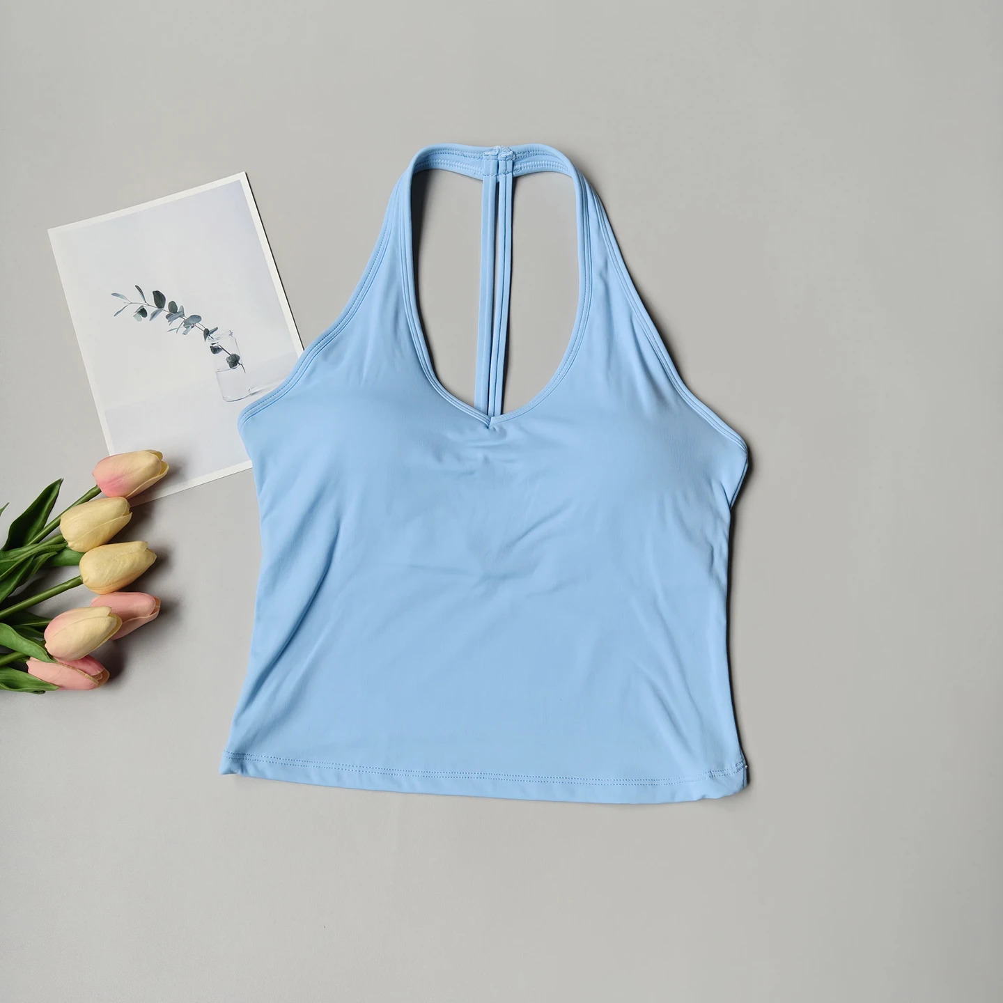 Sports Bra Women's V-neck Halter Neck Beautiful Back Push-up Yoga Vest Gym Top Outer Wear Running Shock-proof Fitness Bra Top