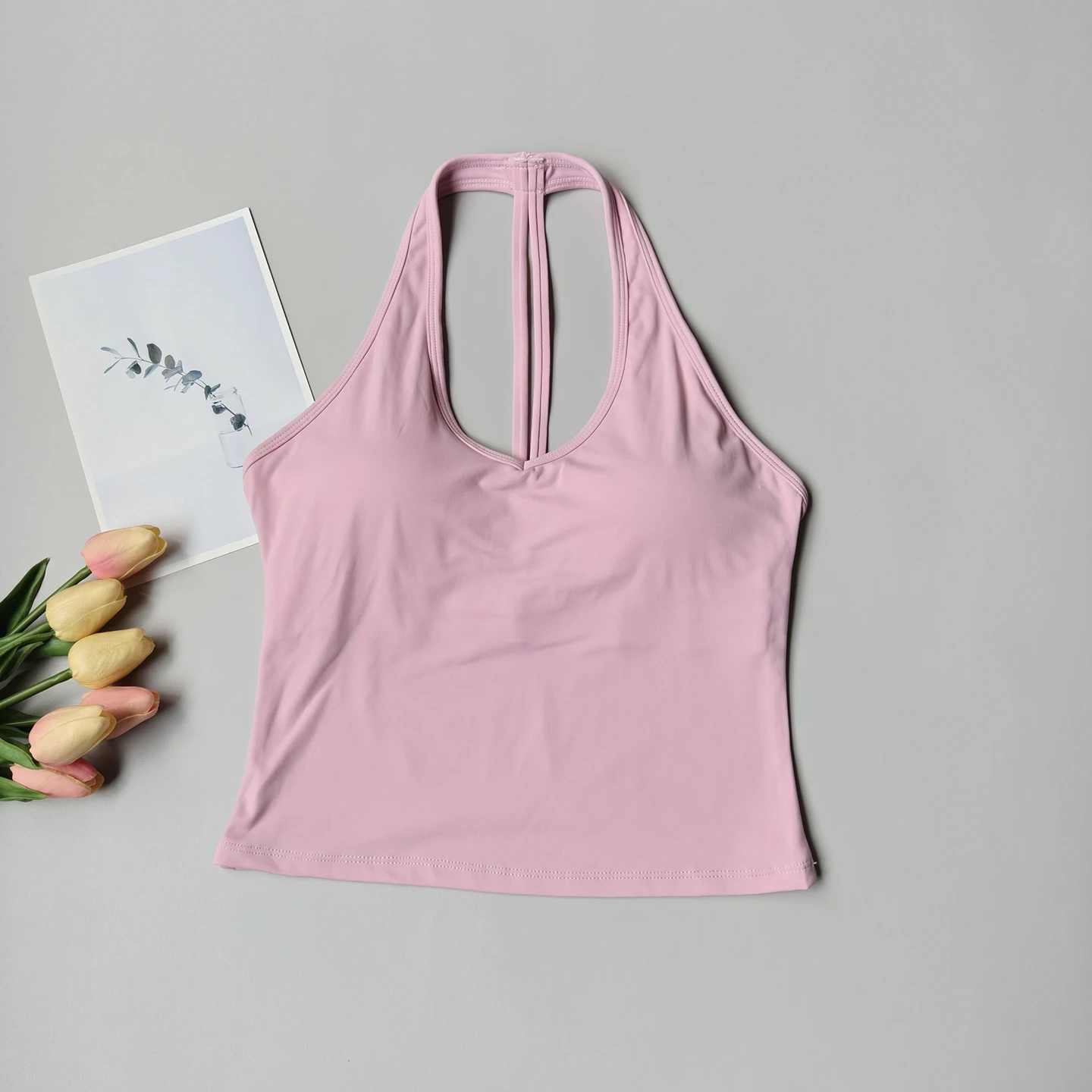 Sports Bra Women's V-neck Halter Neck Beautiful Back Push-up Yoga Vest Gym Top Outer Wear Running Shock-proof Fitness Bra Top