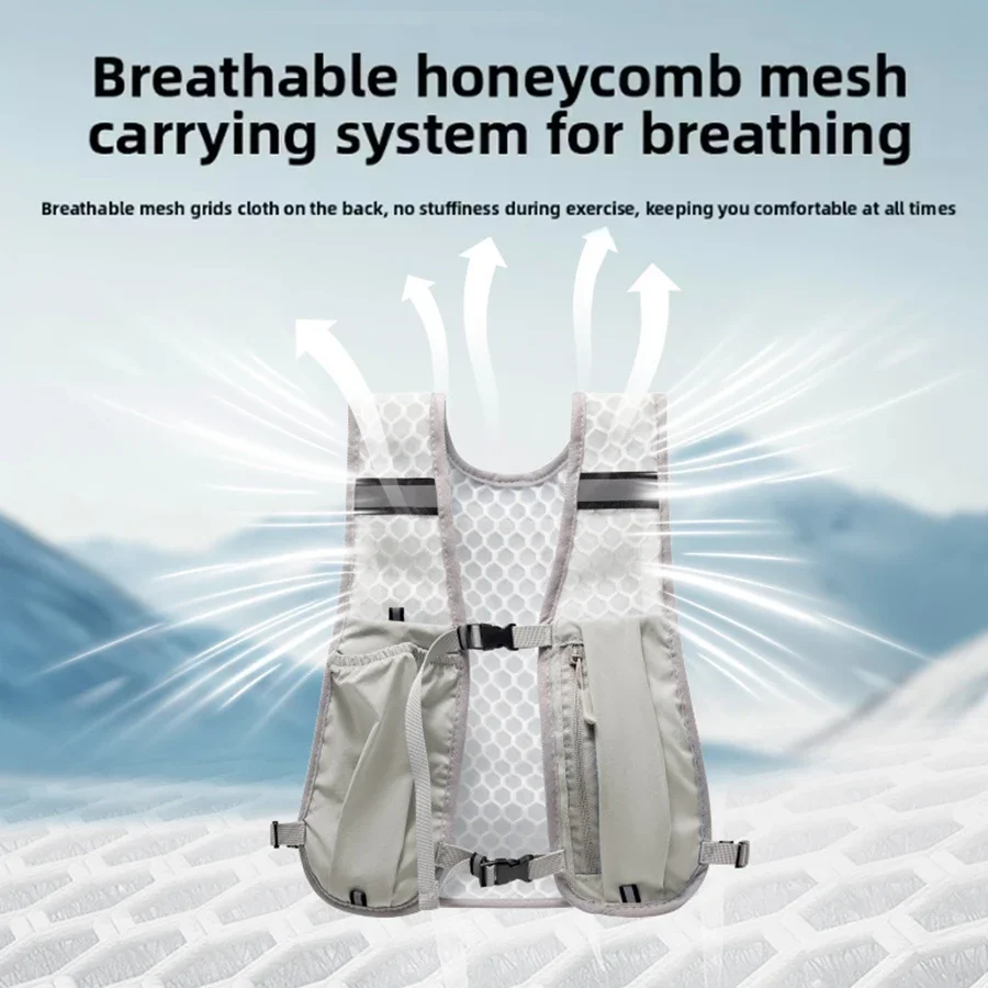 Biking Running Storage Vest Backpack Lightweight Running Vest Reflective Hydration Water Chest Pack Phone Storage Pocket
