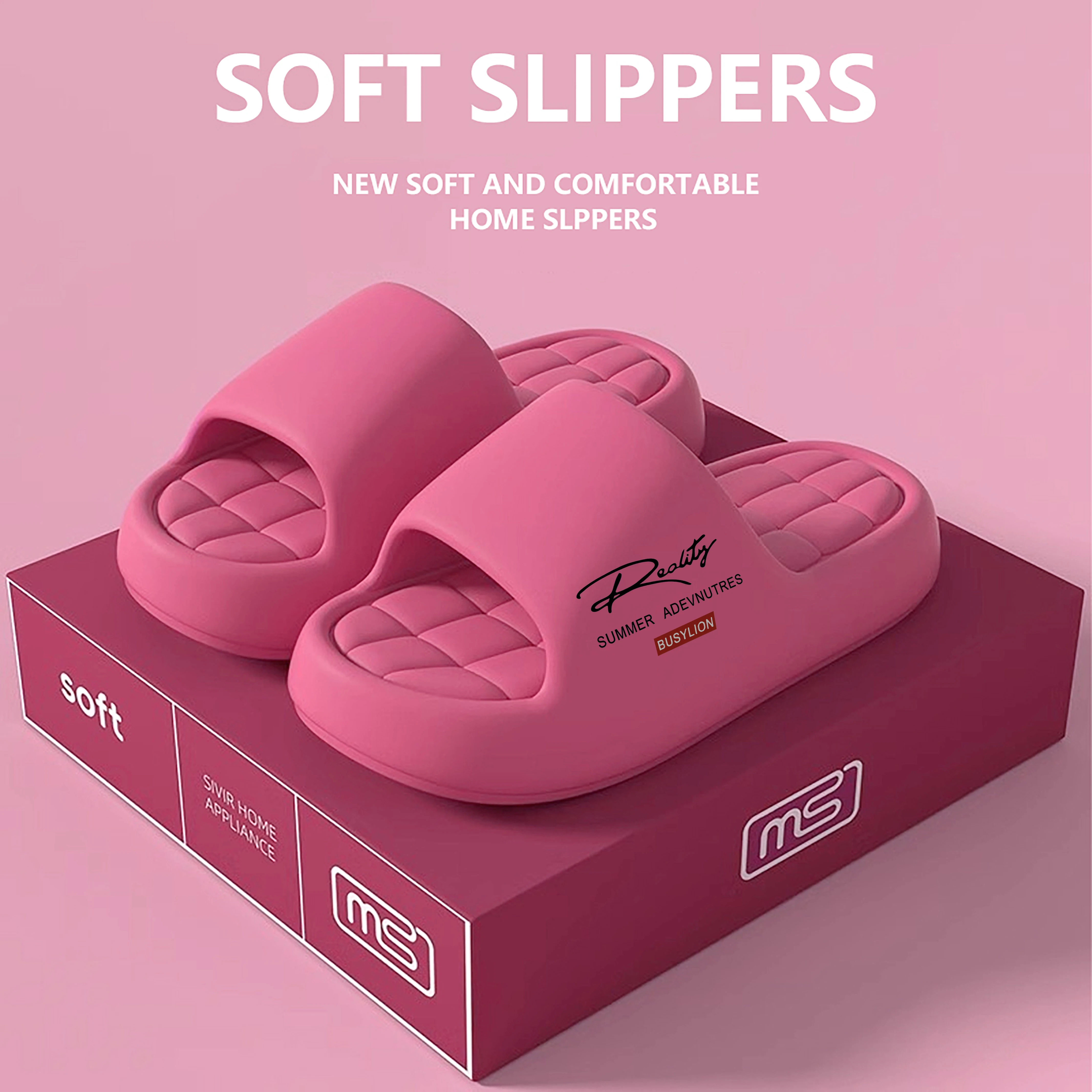 Women's Summer Home Slippers, Casual Open-Toe Slides, Thick Sole with Soft Inner Lining, Comfortable & Breathable, Mult