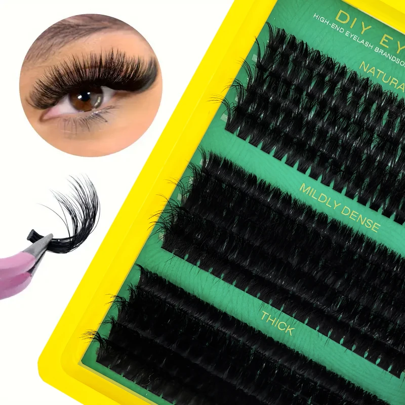 60D80D100D Thick False Eyelashes with Mixed Length, D Curl Cat-Eye Style for a Fluffy And Dramatic Look Suitable for Beginners