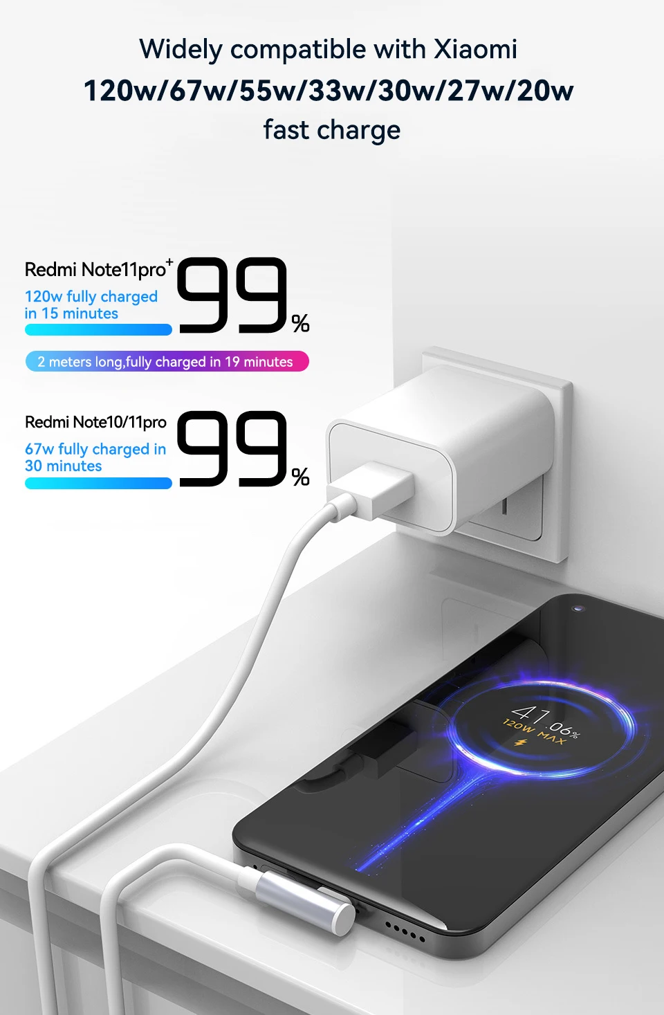 67W Fast Charger For Xiaomi 14 13 12 11 Pro Ultra Lite USB A To Type C Quick Charging Phone Cable For Note 12 Accessories