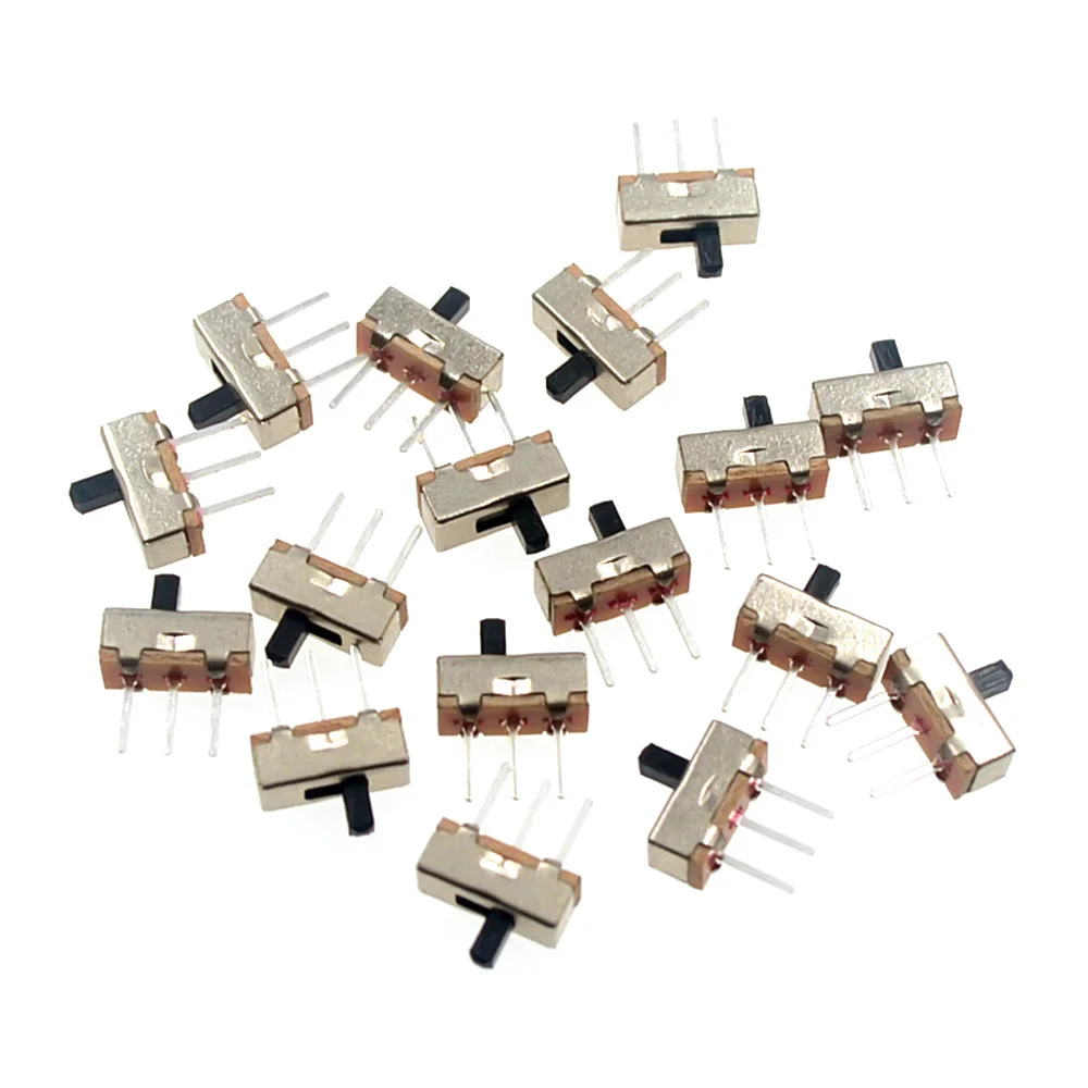 20Pcs SS12D00 Interruptor On-Off Mini Slide Switch 3pin 1P2T 2 Position High Quality Toggle Switch Handle Length:3MM/4MM/5MM/6MM