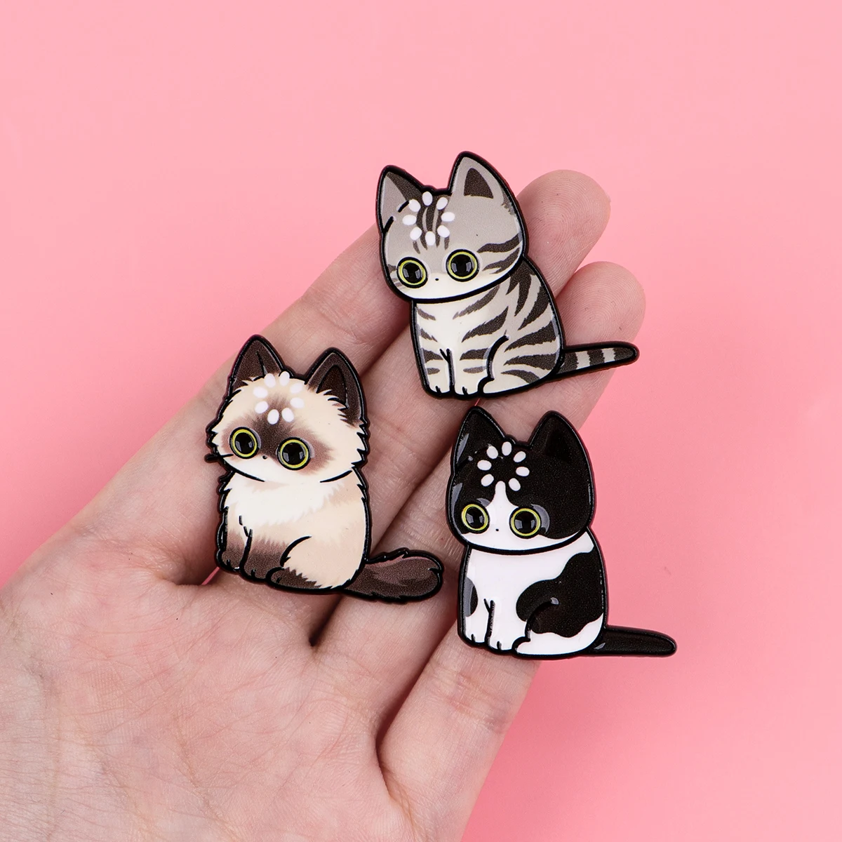 Loading... Cats Enamel Pin Cute Cartoon Animals Brooch Lapel Pins Badge on Backpack Clothing Accessories Fashion Jewelry Gifts
