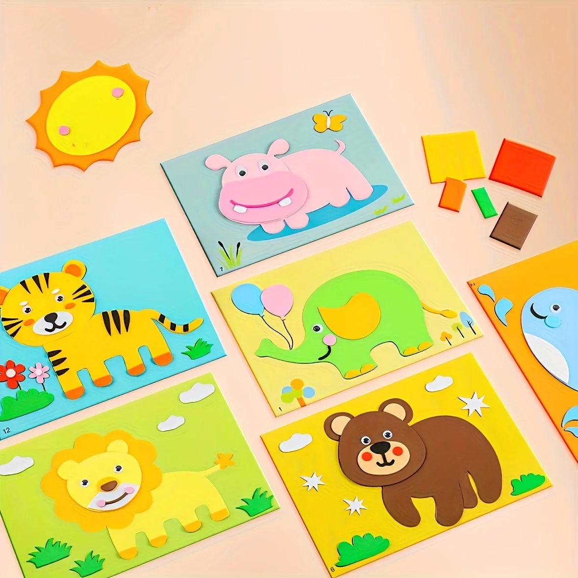 DIY Cartoon Animal 3D Eva Foam Sticker Puzzle 20 Styles Handmade Early Learning Educational Toys for Children Kids Gift
