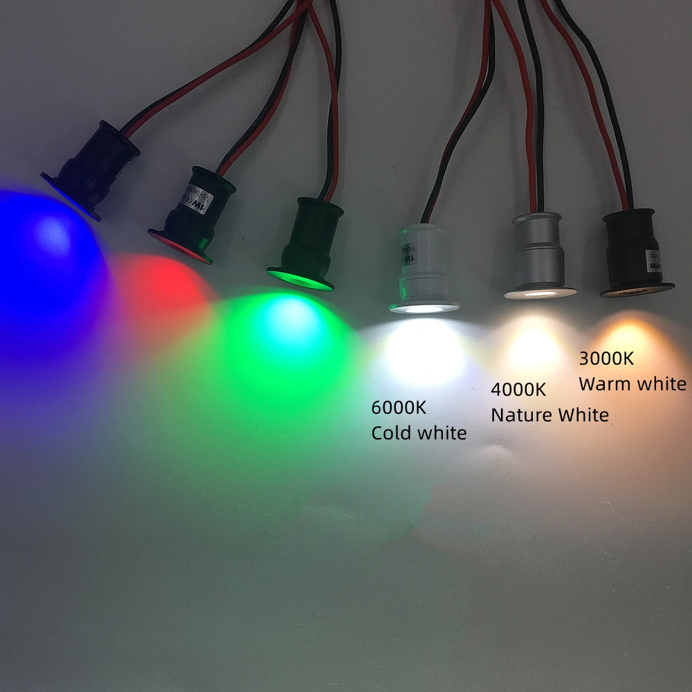 1W Mini Spotlight IP65 15mm Recessed Spot Leds Lights 12V Ceiling Downlight Stair Cabinet Spots Lamp with Transformer