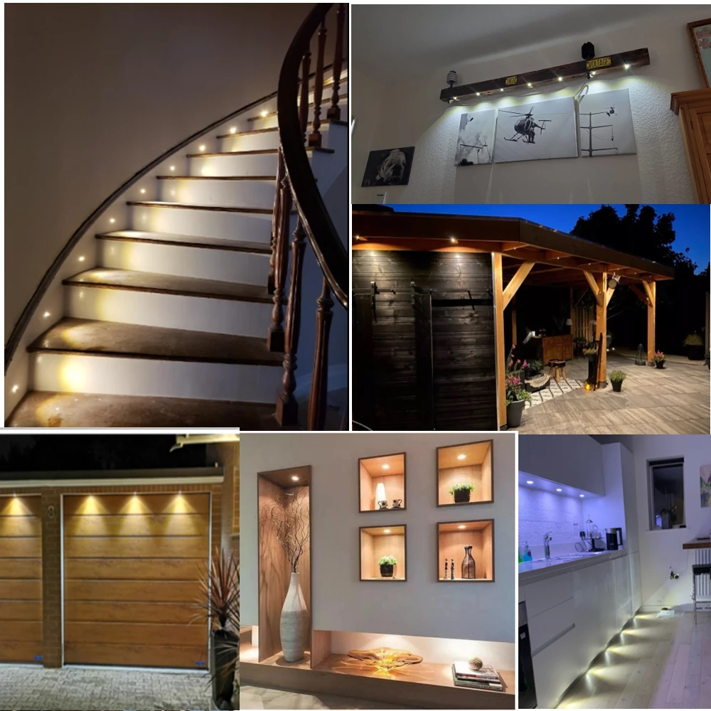 1W Mini Spotlight IP65 15mm Recessed Spot Leds Lights 12V Ceiling Downlight Stair Cabinet Spots Lamp with Transformer