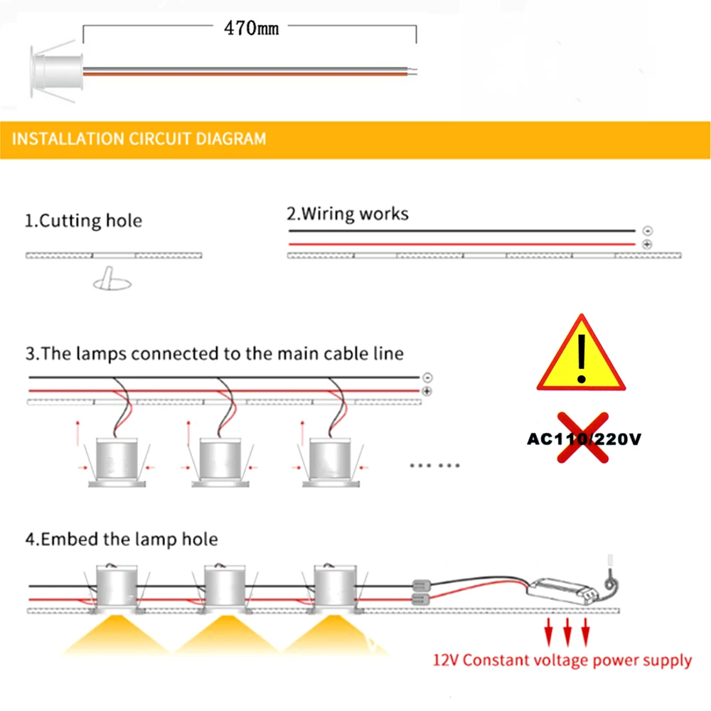 1W Mini Spotlight IP65 15mm Recessed Spot Leds Lights 12V Ceiling Downlight Stair Cabinet Spots Lamp with Transformer