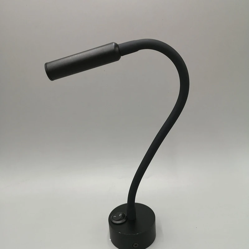LED Flexible Hose Wall Lamp 1W 3W Book Reading Study Bedside Light Hotel Headboard Flexible Gooseneck Mini Spotlight With Switch