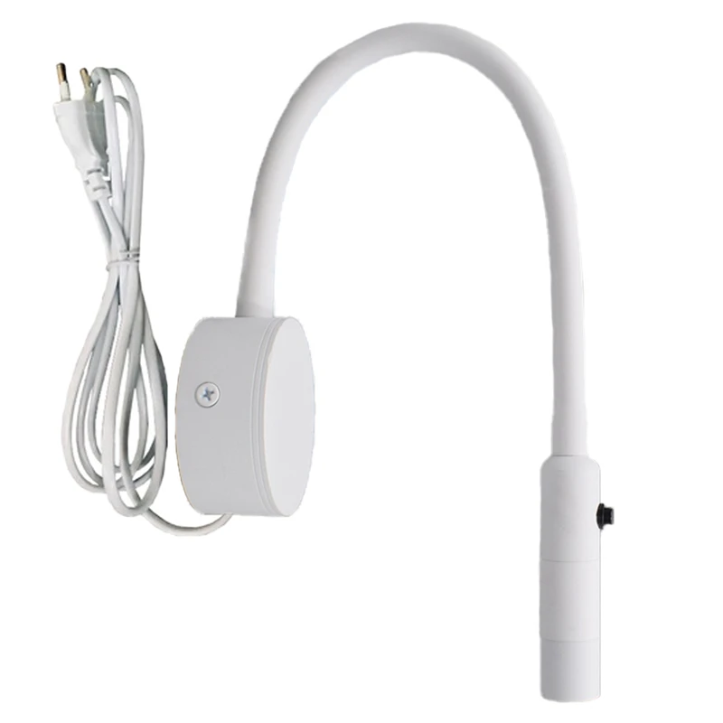 LED Flexible Hose Wall Lamp 1W 3W Book Reading Study Bedside Light Hotel Headboard Flexible Gooseneck Mini Spotlight With Switch