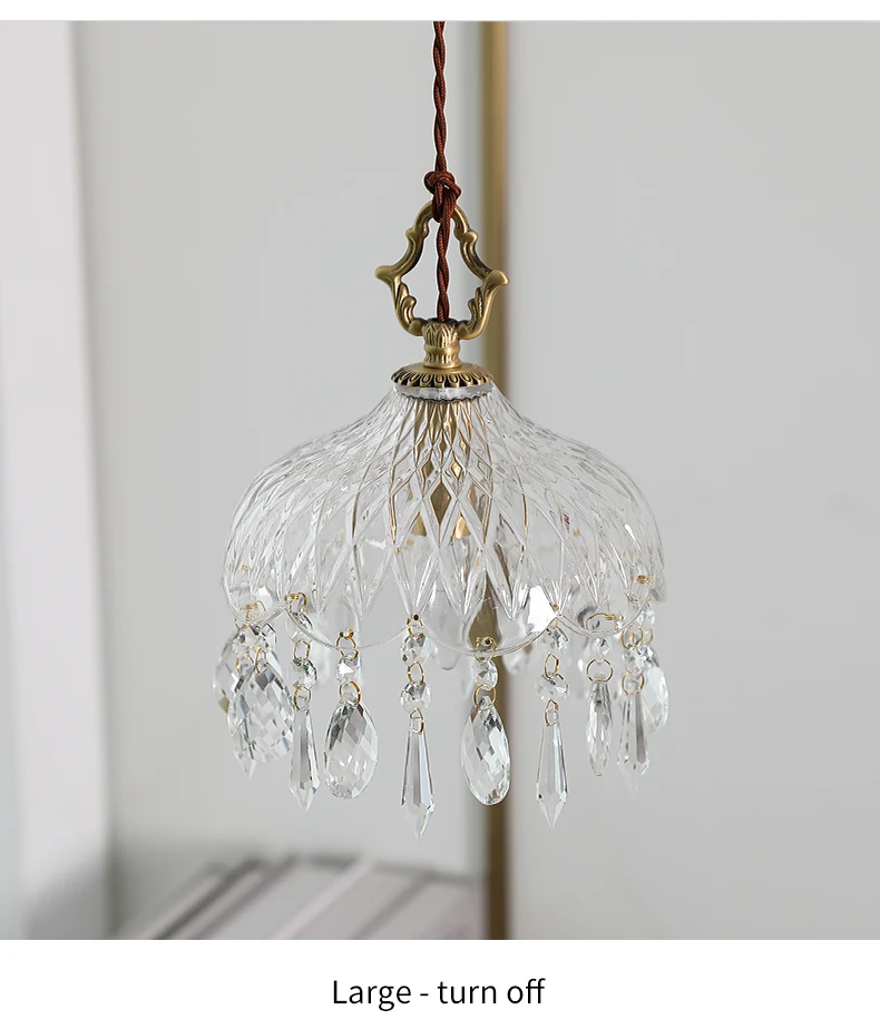 YEBMLP French Retro Glass Hanging Light Indoor LED Luxury Art Chandelier Bedroom Bar Restaurant Table Pendant Lamp With E14 Bulb