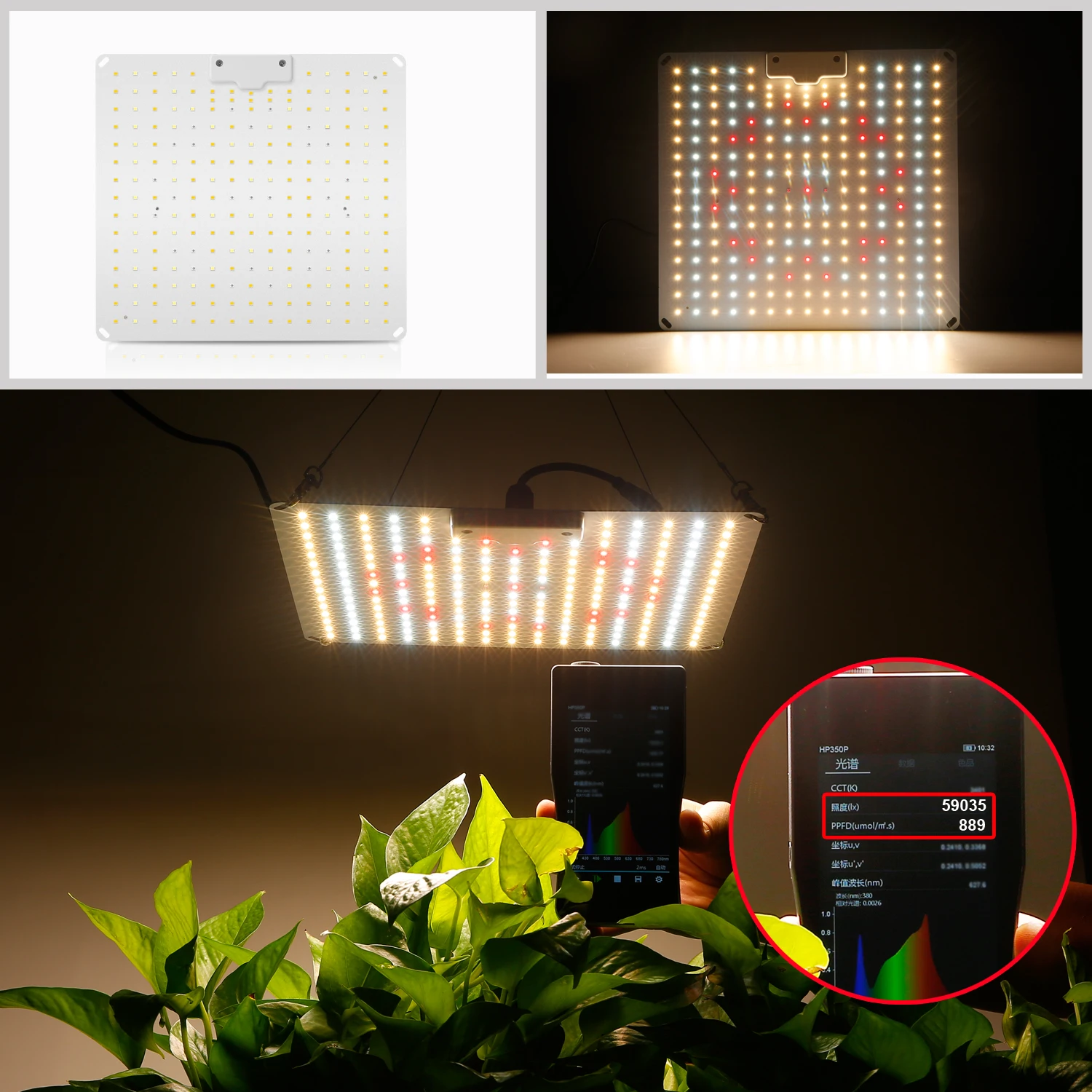LED Grow Light 500W 600W 800W 1000W Diode Full Spectrum Silent Quantum Board Used for Greenhouse Tent Hydroponic Plant