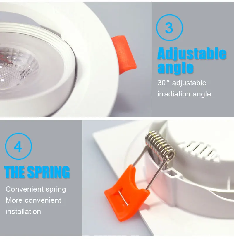 Embedded LED Downlight Angle Adjustable Ceiling Light Spotlights 3W 5W 7W 9W 12W Rotating AC220V 110V Indoor Lighting