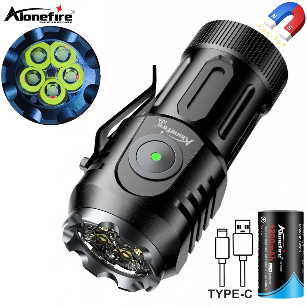 5x Led Mini Palm Small Flashlight Usb Rechargeable Portable Red Torch Home Outdoor Pocket Hiking Camping Magnet Work Car Repair