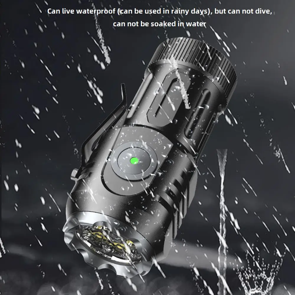5x Led Mini Palm Small Flashlight Usb Rechargeable Portable Red Torch Home Outdoor Pocket Hiking Camping Magnet Work Car Repair