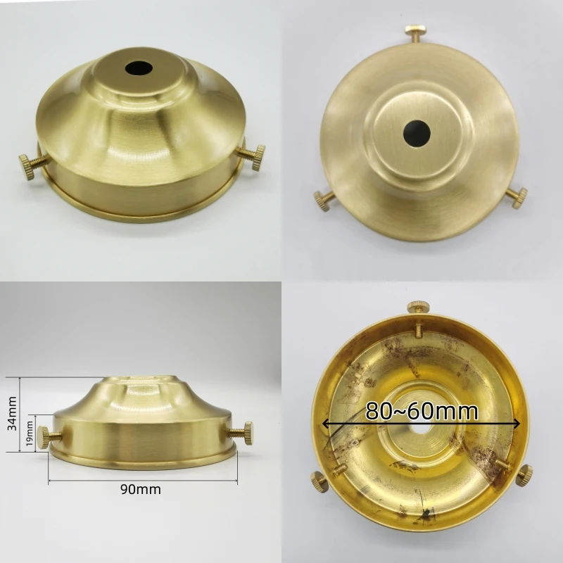 Brass Desk Lampshade Claw Polishing Lamp Base with 3 Holes Screws Ceiling Plate Customizable Processing of Copper Accessories