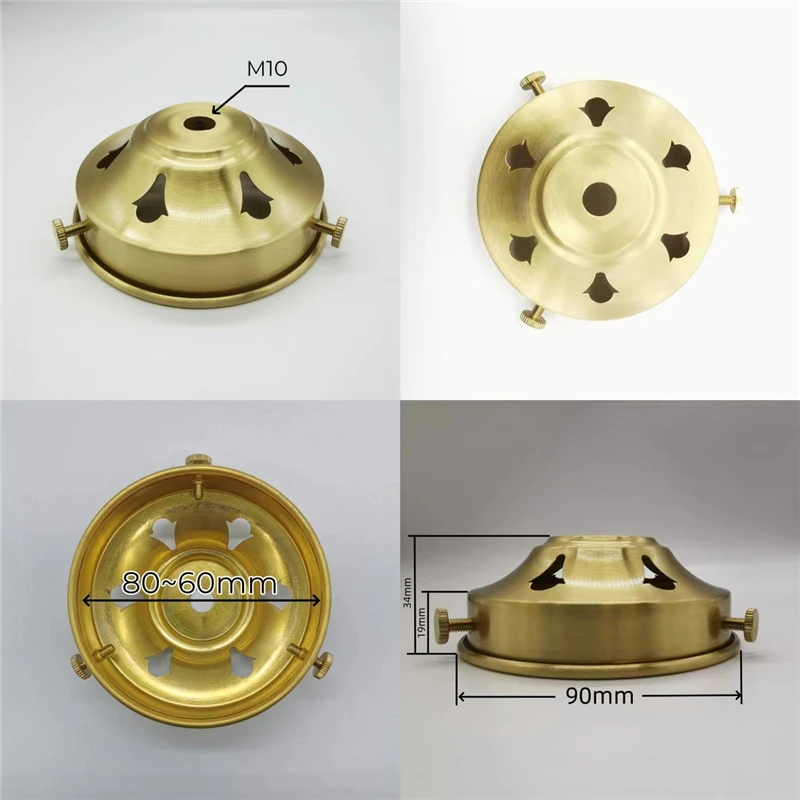 Brass Desk Lampshade Claw Polishing Lamp Base with 3 Holes Screws Ceiling Plate Customizable Processing of Copper Accessories
