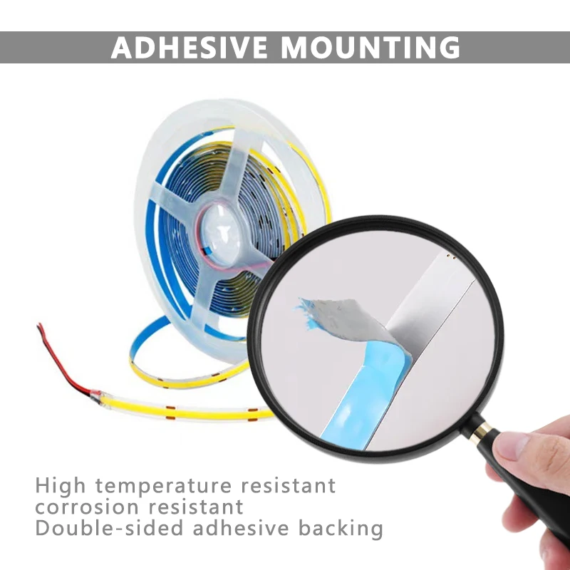 5/10m Super Bright FOB Single Color COB LED Strip Light Flexible 8MM PCB Width Neon Tape 12V 24V For Kitchen Cabinet Room Decor