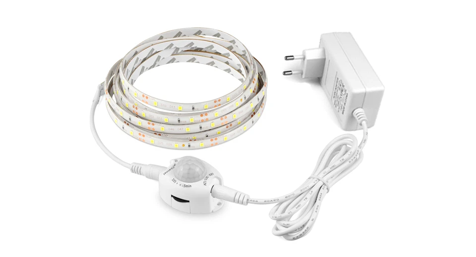 1-5m PIR Motion Sensor LED Strip Lights DC 12V Diode Tape Waterproof Auto On/Off Stairs Wardrobe Closet Kitchen Backlight Light