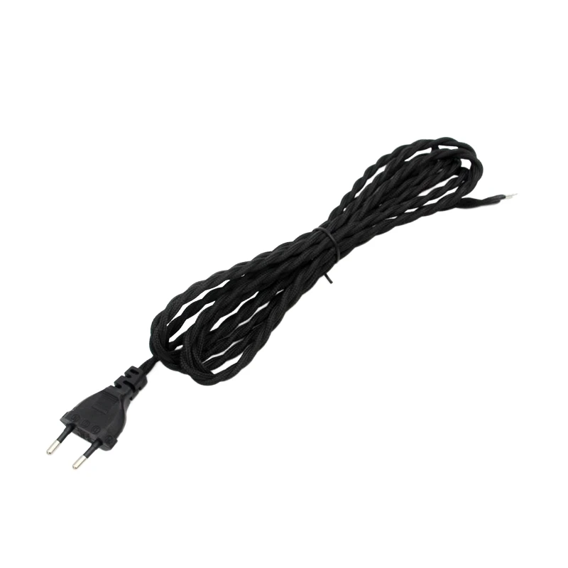 2m 3meters AC 220V-250V Vintage EU Plug Power Cords Retro Twisted Cable with Dimmer Switch