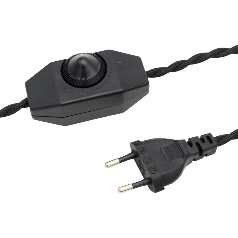 2m 3meters AC 220V-250V Vintage EU Plug Power Cords Retro Twisted Cable with Dimmer Switch