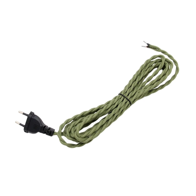 2m 3meters AC 220V-250V Vintage EU Plug Power Cords Retro Twisted Cable with Dimmer Switch