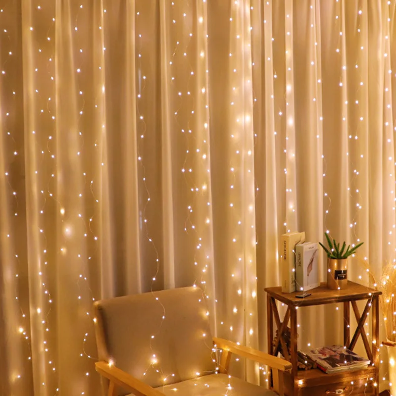 3M LED Curtain Garland Fairy String Lights Christmas Holiday Party Wedding Decoration USB Remote 8 Modes Waterfall Lighting
