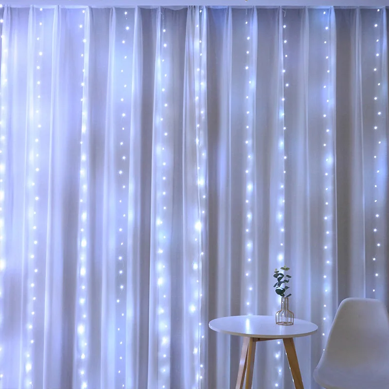 3M LED Curtain Garland Fairy String Lights Christmas Holiday Party Wedding Decoration USB Remote 8 Modes Waterfall Lighting