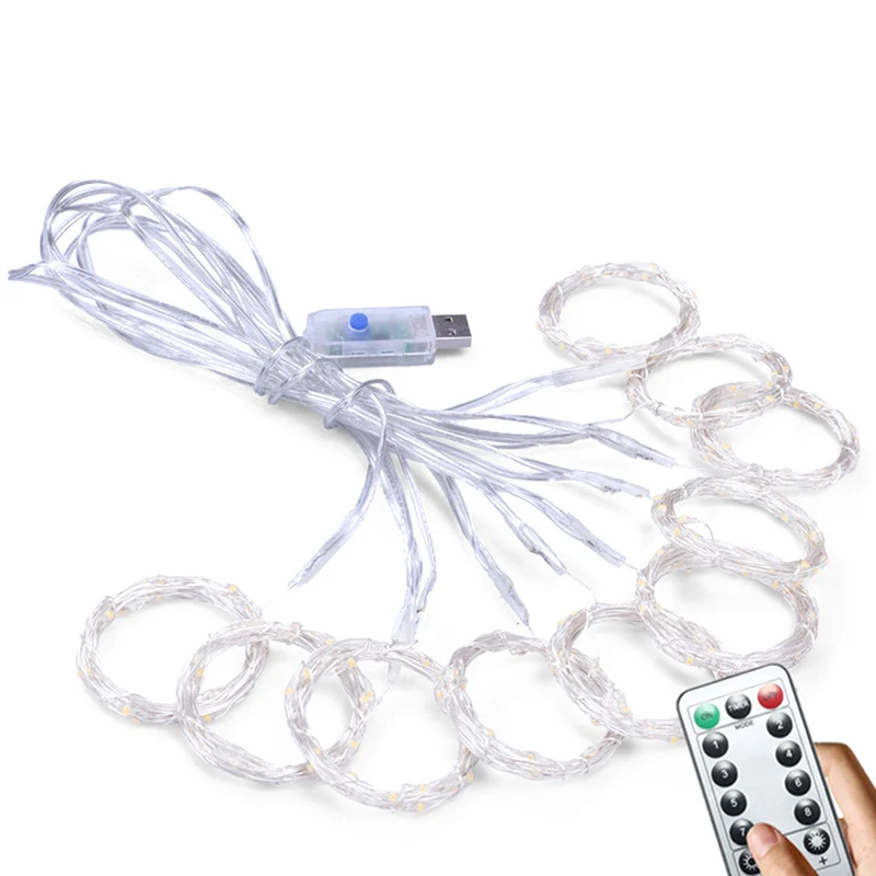 3M LED Curtain Garland Fairy String Lights Christmas Holiday Party Wedding Decoration USB Remote 8 Modes Waterfall Lighting