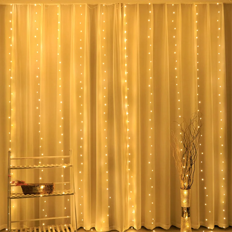 3M LED Curtain Garland Fairy String Lights Christmas Holiday Party Wedding Decoration USB Remote 8 Modes Waterfall Lighting