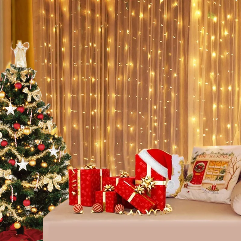3M LED Curtain Garland Fairy String Lights Christmas Holiday Party Wedding Decoration USB Remote 8 Modes Waterfall Lighting