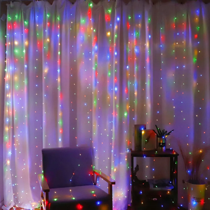 3M LED Curtain Garland Fairy String Lights Christmas Holiday Party Wedding Decoration USB Remote 8 Modes Waterfall Lighting