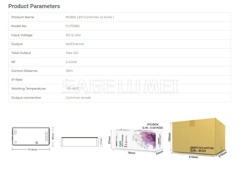 Miboxer 2.4GHz FUT035S FUT036S FUT037S FUT038S FUT039S LED Controller Dimmer For Single/Dual Color RGB+CCT RGB RGBW Strip Light