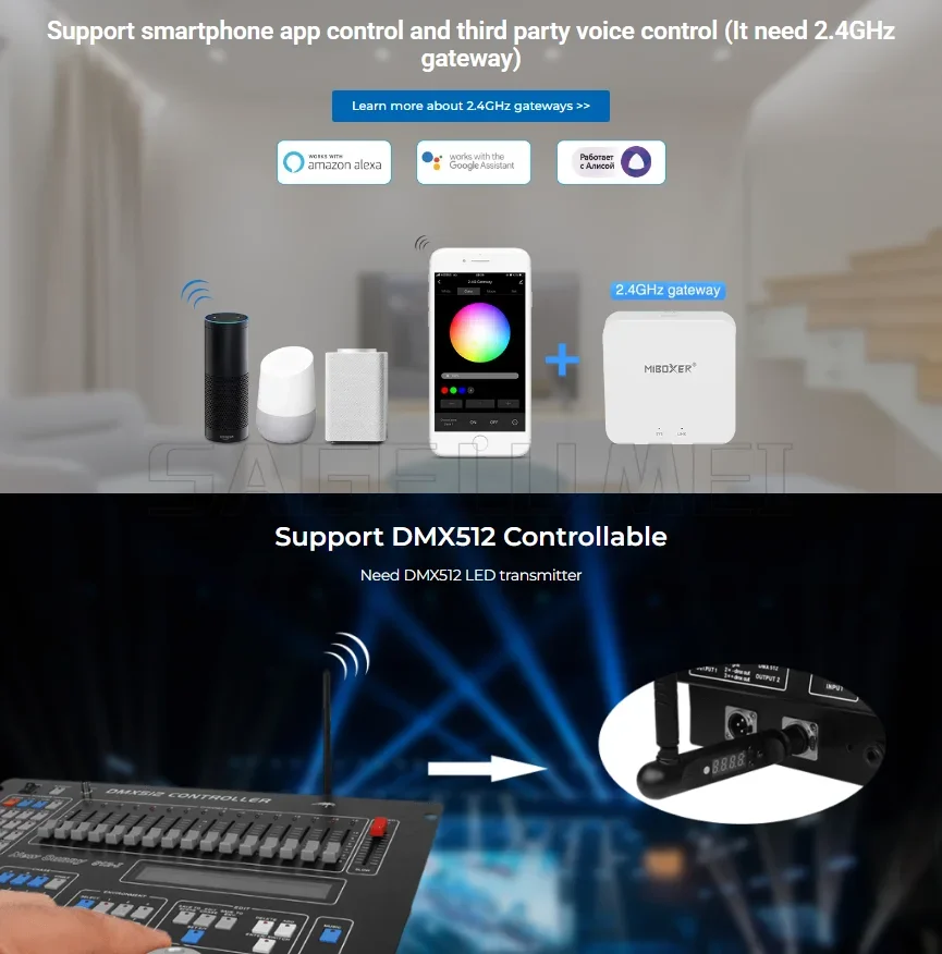 Miboxer 2.4GHz FUT035S FUT036S FUT037S FUT038S FUT039S LED Controller Dimmer For Single/Dual Color RGB+CCT RGB RGBW Strip Light