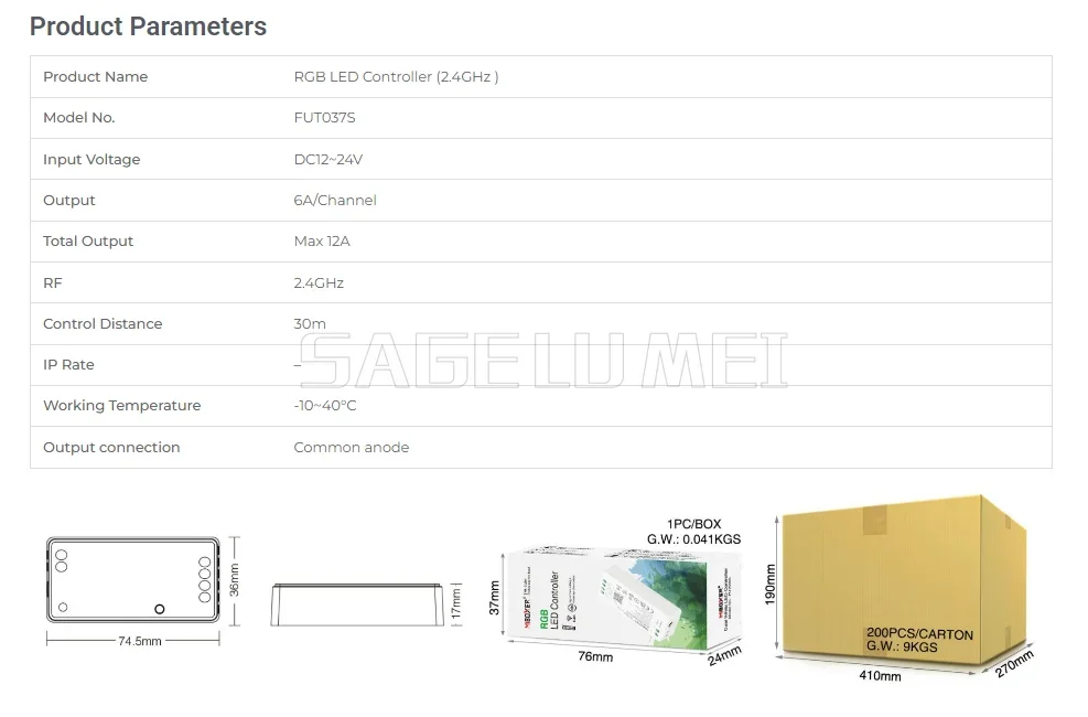 Miboxer 2.4GHz FUT035S FUT036S FUT037S FUT038S FUT039S LED Controller Dimmer For Single/Dual Color RGB+CCT RGB RGBW Strip Light