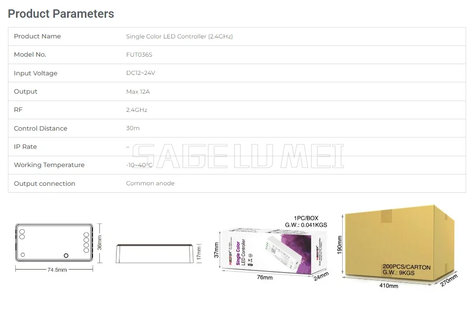 Miboxer 2.4GHz FUT035S FUT036S FUT037S FUT038S FUT039S LED Controller Dimmer For Single/Dual Color RGB+CCT RGB RGBW Strip Light