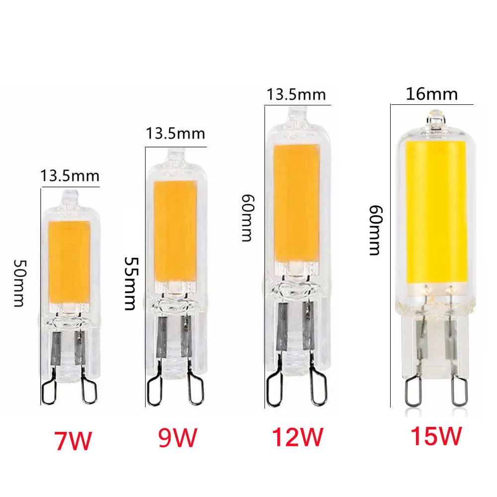 Muunnn LED Light Bulb Super Bright G9 7W 9W 12W15W 220V Glass Lamp Constant Power Light LED Lighting G9 COB Bulbs