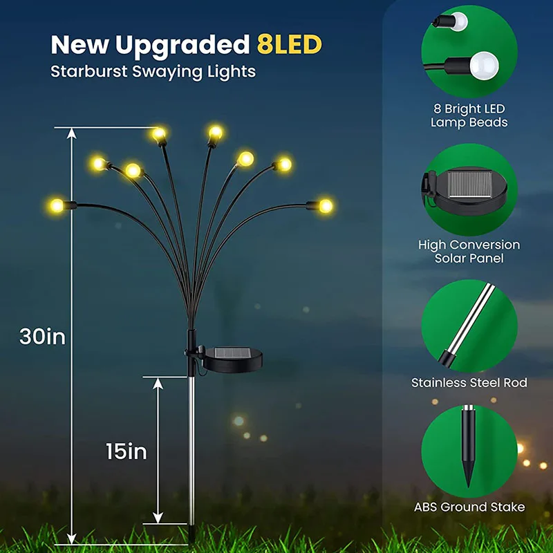 10pack Garden Lights Solar Outdoor New Upgraded Leaf Design Solar Lights for Outside Garden Solar Garden Lights Outdoor