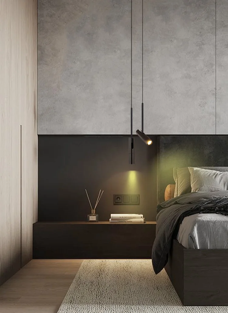Nordic Black LED Chandelier Pendant Lights Bedroom Bedside Lighting Decor Dining Fixture Hanging Lamp Adjustable Angle Lustres